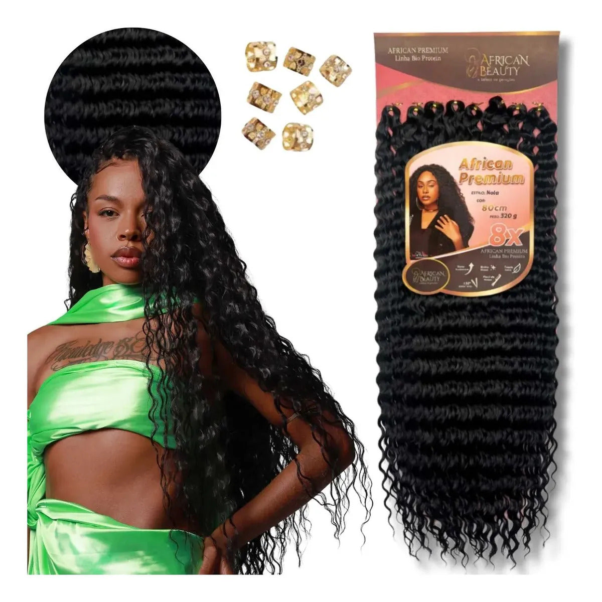 Biofibres bouclées  à tresser au crochet -Noir